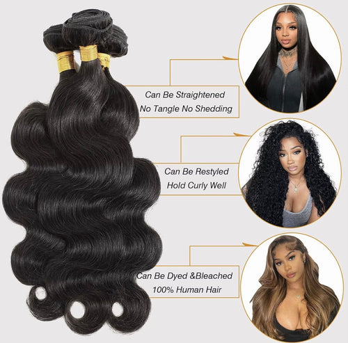 100% Human Hair Body Wave Raw Virgin Cuticle-Aligned Indian Remy Hair- 3 Piece Bundles