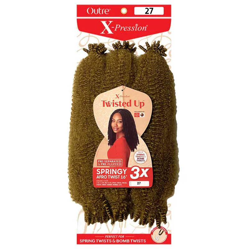 Outre 100% Kanekalon Pre-Fluffed Braiding Hair – 16 Inch, Off Black , Soft Springy Curls for Twists, Locs & Crochet Styles