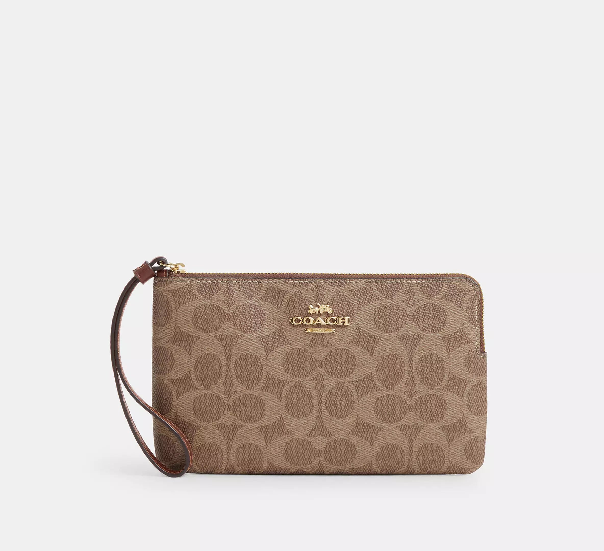Coach Large Corner Zip Wristlet in Signature Canvas